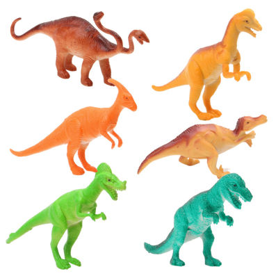Microgood 6ชิ้นหุ่นไดโนเสาร์หลากหลายสไตล์ไทรันโนซอรัส Rex ดิโลโฟซอรัส Hadrosaurus รูปแกะสลักจากพีวีซีการเรียนรู้ก่อนการศึกษาตุ๊กตาไดโนเสาร์สัตว์แบบจำลองพระเยซูของตกแต่งของขวัญสำหรับเด็ก