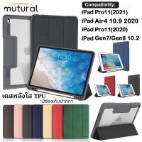 [พร้อมส่ง] Mutural ฝาครอบป้องกัน iPad 10.2 gen7 iPad case iPad Air4 10.9 Air5/air3 10.5 พร้อมช่องเสียบปากกาฝาหลังใส กรณี Pro11 2022/2021/pro11 2020/ gen8 10.2 gen9 mini 6 ipad 10 2022/Gen10 10.9