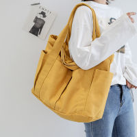 Korean Large Capacity Canvas Shoulder Bag for Women Solid Simple Casual Shopping Handbag 2022 New Female Fashion Crossbody Bag
