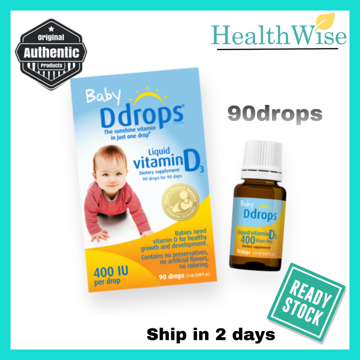 Baby Ddrops Liquid Vitamin D3 (90 drops for 90 days) 400IU 400 iu per ...