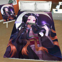 Japanese Cartoon Anime Bed Sheet Demon Slayer Ghost Blade Printed Kids Teens Boy Bedroom Decor Flat Sheet King Queen Bedclothes