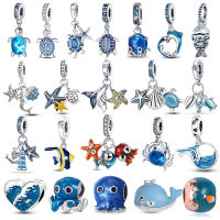 100 จริง925เงินสเตอร์ลิง Ocean Series ปูเต่า Mermaid Charms ลูกปัด Fit Original สร้อยข้อมือกำไลข้อมือเครื่องประดับ Gifts