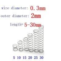 【♘COD Free Cas♘】 zhongkouj558251 เส้นผ่านศูนย์กลางลวด20ชิ้น = 0.3Mm Od = 2สเตนเลสสตีลการต่อป้องกันการกัดกร่อนคืนขนาดเล็กสปริง L = 5-30