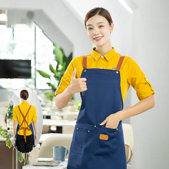 coffee-shop-apron-apron-with-pockets-fashionable-aprons-waterproof-canvas-apron-korean-style-work-clothes