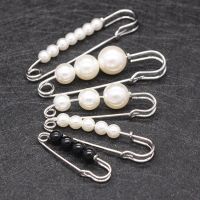 Vintage Fashion Brooch Beads Safety Pins Simulated Pearl Brooch For Woman Sweater Cardigan Scarf Coat Decoration Accessories