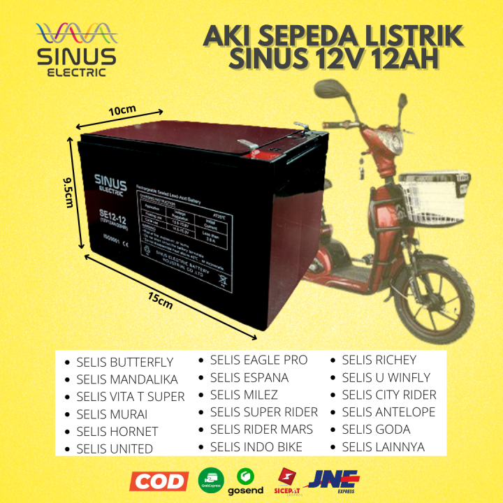 Aki Sepeda Listrik SELIS VITA-T SUPER 12V 12Ah Aki VRLA SINUS | Lazada