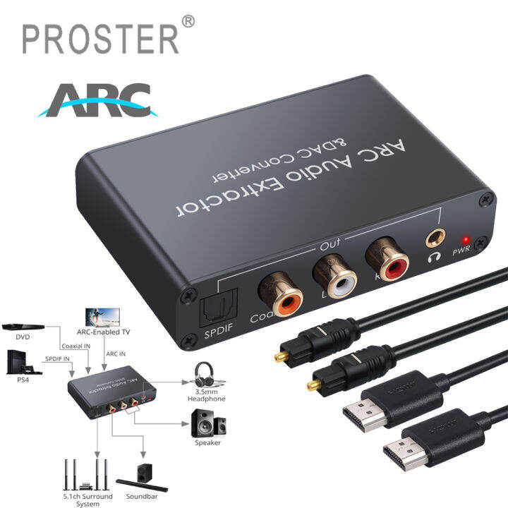 PROSTER 192KHz DAC Converter HDMI Audio Extractor ARC Audio Extractor ...