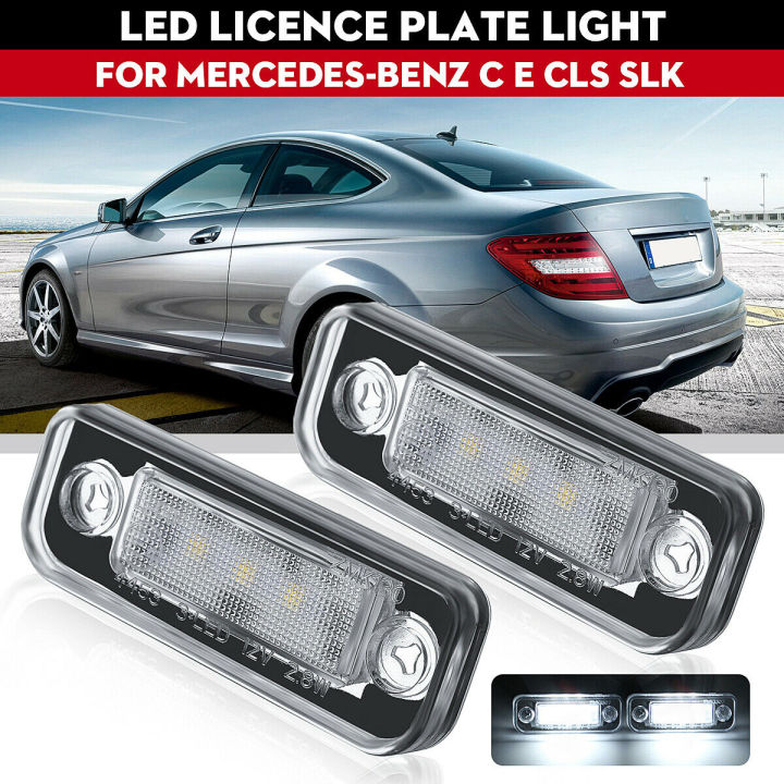 2ชิ้น-led-ป้ายทะเบียนแสงโคมไฟข้อผิดพลาดฟรีสำหรับ-benz-w203-5d-w211-w219-r171-benz-w211-benz