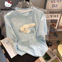 HOT★Sanrio Cinnamoroll T เสื้อฤดูร้อนแฟชั่นการ์ตูนสำหรับ Y2k แบบลำลองสำหรับเด็กผู้หญิงน่ารักเสื้อผู้หญิง Harajuku Street สไตล์