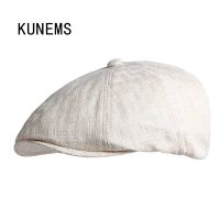 KUNEMS หมวกทรงแปดเหลี่ยมแฟชั่นย้อนยุคหมวกเบเร่ต์ผ้าฝ้ายและผ้าลินินสำหรับผู้ชายหมวกเด็กส่งหนังสือพิมพ์ลำลอง Peaky Blinders Gorras หมวกพ่อ