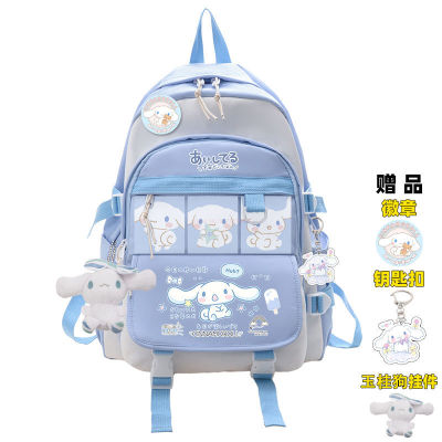 Anime Sanrio Cinnamoroll Backpack Children Girl Boy Black Blue Schoolbag Kawaii Student School Bag Computer Large Plush Toy Gift