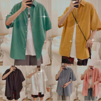 เสื้อเชิ้ต เสื้อเชิ้ตแขนส้น เสื้อเชิ้ต oversize เสื้อสีพาสเทล ตัวละ 65 บาท