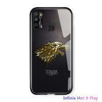 UCUC (3) สำหรับInfinix Hot 9 Play HPปลอกInfinix Hot9 Play X680เกมออฟโธรนTV Series Wolfเคสโทรศัพท์ Lion 9 Houseกระจกเทมเปอร์ฝาหลังปลอก