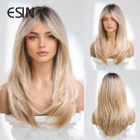 ESIN Synthetic Wig Long Brown Wigs for Women Ombre Layered Hair with Dark Roots [ Hot sell ] TOY CENTER