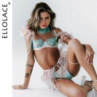 【hot】♟▨  Ellolace Feather Uncensored Tulle With Chain See Through Erotic Delicate Garter Outfits