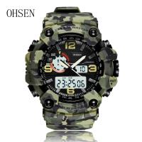 Fashion Quartz Digital Men Watch Dual time Army Green Sport Man Wristwatches reloj hombre Waterproof Led Male Diver Watches Gift