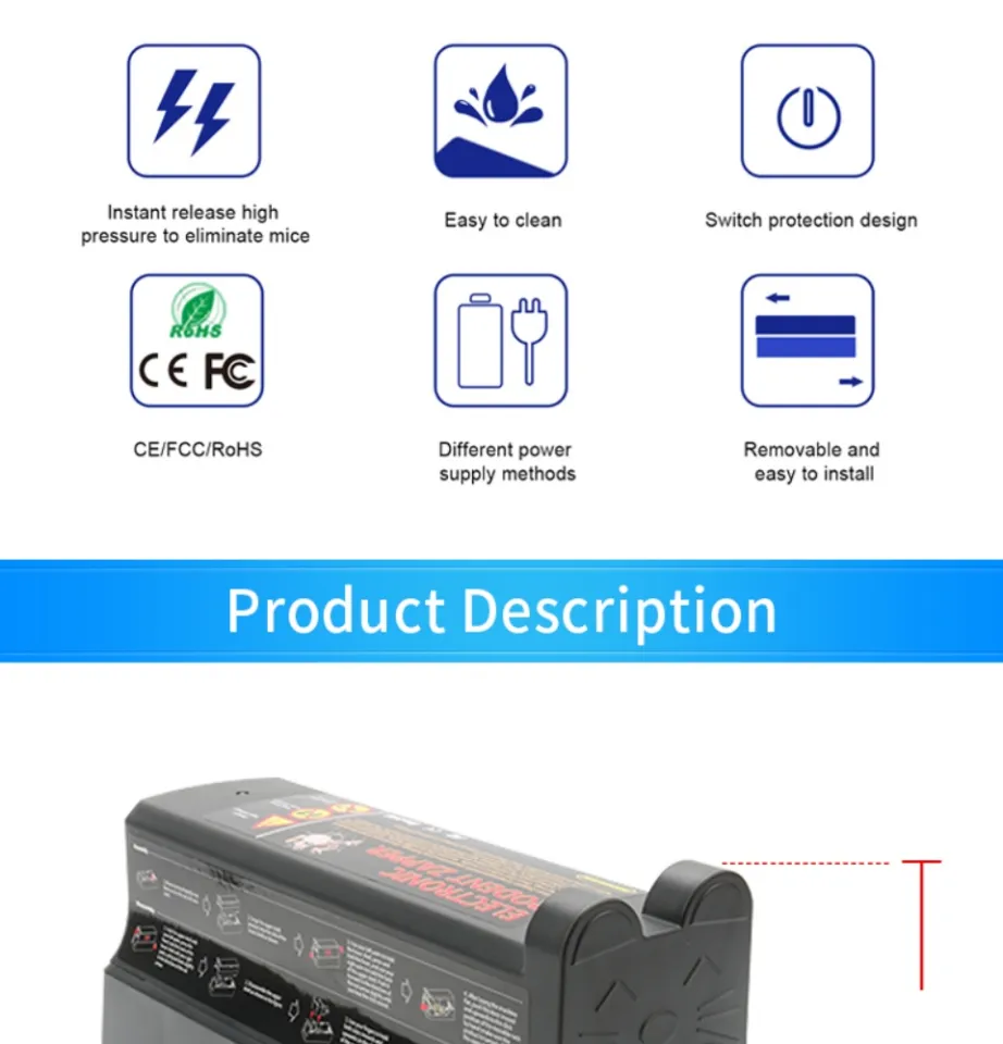 Upgraded Extra Large Electronic Rat Zapper That Kill Instantly Ultra Power  7000V Electric Mouse Trap Killer for Mouse Rat Vole and Chipmunk (Powered  by Battery or AC Adapter)