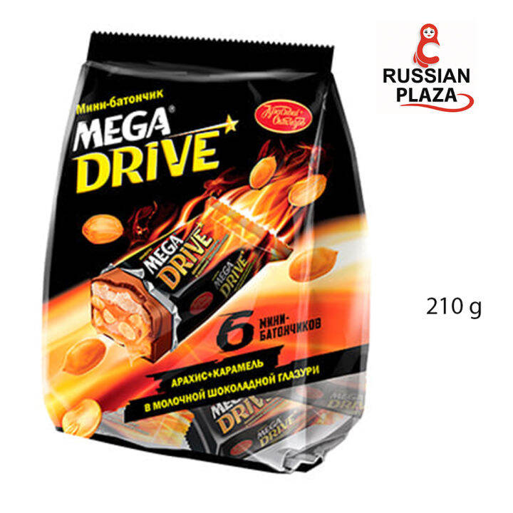 MEGA DRIVE ขนมช็อคโกแล็ตสอดไส้คาราเมลและถั่ว ผสมนูกัต ขนาด 210g ...