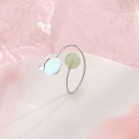 Art Selection Cute Cat Moonlight Stone Ring Girl Literary Style Design Sense Cute Cat Hotan Jade Ring 14AA