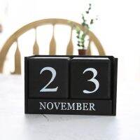 Hand-painting Wood Table Calendar DIY Wood Block Art Crafts Perpetual Desk Month Date Calendar Home Bedroom Office Decor