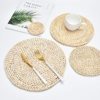 【CC】❁๑  Corn Leather Hand-woven Placemat mat insulation round coaster coffee drink tea cup