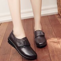 hot【DT】 Shoes Flats Woman HOOK   LOOP Leather Loafers Soft Sole Ladies Ballet