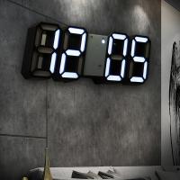 ZZOOI Wall Clock Digital Alarm Modern Kitchen Electronic Smart 3D USB Power Supply LED Time Date Temperature Display Desktop Bedroom