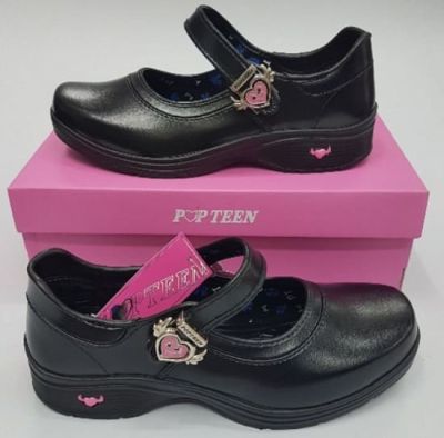 Popteen รองเท้านักเรียนหญิง รองเท้าหนังดำ รุ่น PT88A PT99A