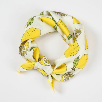 【CC】❇✟  Color Small Silk Scarf Female Neck Printed Lemon Hair Kerchief 50X50CM