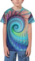 Turquoise Tie Dye Octopus Teen Boys Short Sleeve T-Shirt Fashion Tee Shirt Tops for Youth