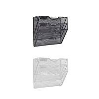 Wall Mounted Mesh File Holder Rack Newspapers Mails Metal Easy Organizing Folder Organizer 3 Tiers Wall Mounted Bookshelf