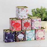 Square Tin Can Food Tank Candy Tea Sealed Box Jar Jewelry Storage Box Empty Cube Sundries Packaging Containers Floral Pattern Storage Boxes