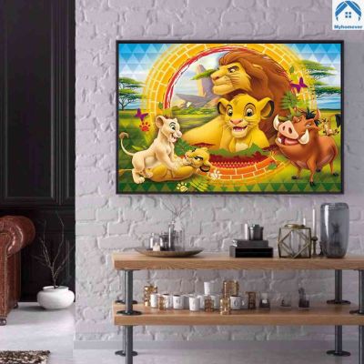 เจาะเต็มรอบ DIY ของ5D ภาพวาดเพชร Lion King ชุดอุปกรณ์ตกแต่งบ้านงานฝีมือศิลปะ