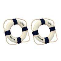 2X Welcome Aboard Foam Nautical Life Ring Boat Wall Hanging Home Decoration Blue 50cm