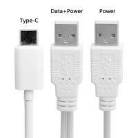 USB C to Dual USB 2.0 A Male Extra Power Data Type-c Y Cable for Cell Phone Hard Disk white 60cm