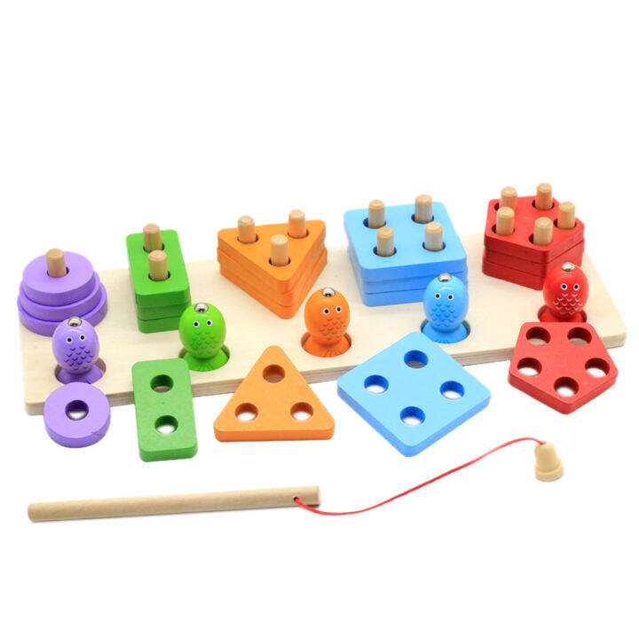 Wooden Shape Sorter Stacker Toddlers Toy Color Sorting Toy Baby Wooden ...