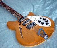 Roger McGuinn Signature Rickenbacker 370 12สายเมเปิ้ล Glo ธรรมชาติกึ่งกีตาร์ไฟฟ้ากลวงกลอส Fingerboard 3 Pickups สามเหลี่ยมฝัง