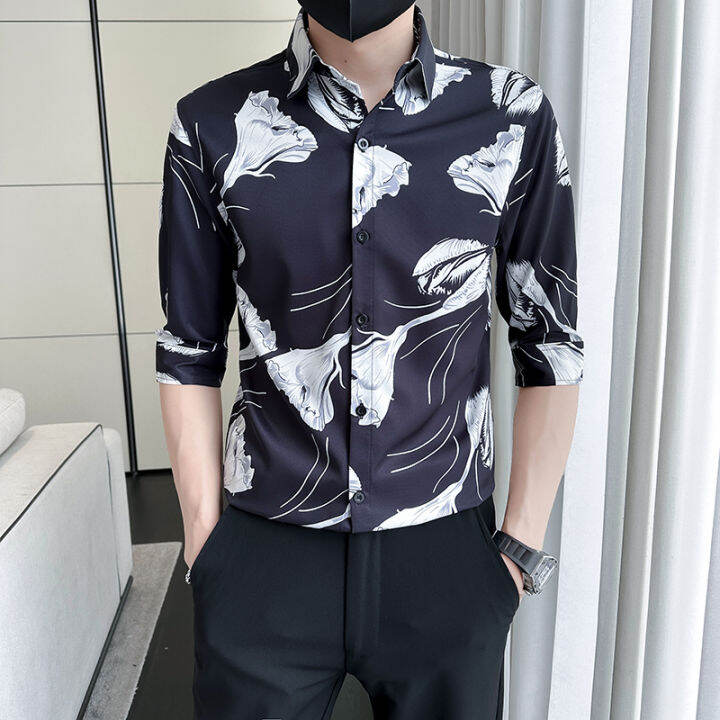 ผู้ชายฤดูร้อนพิมพ์เสื้อแขนสั้นชาย-slim-fit-คุณภาพสูงครึ่งแขนเสื้อธุรกิจเสื้อ-man-lapel-เสื้อ-m-3xl