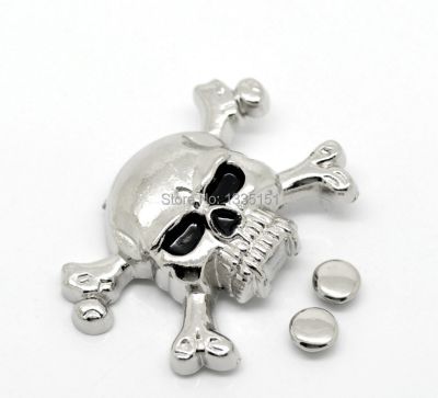Free shipping -10 Sets Antique Silver Skull Crossbone Rivet Studs Spots 4.4cmx2.9cm 7mm Bag Leather Clothes J1785