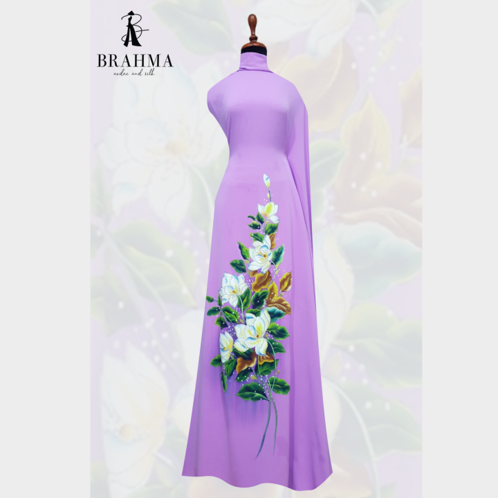 Vải Áo Dài Vẽ Tay Thủ Công Hoa Mộc Lan ( Ml03) | Chất Vải Lụa Min , Cao Cấp  - Brahma | Lazada.Vn