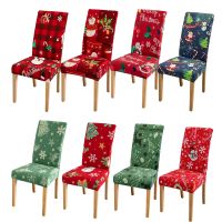 Merry Christmas Stretch chair cover For Dining Room Santa Claus Xmas Home Decorative Spandex chair cover 2022 gift Sofa Covers  Slips