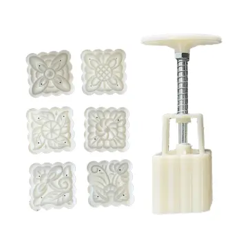 Plastic 50g 100g Mooncake Form Square/Round Mould With Moon Cake Stamp  Traditional Mold Press