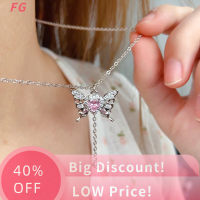 ?【Lowest price】FG สร้อยคอจี้คริสตัลรูปหัวใจแบบปีกผีเสื้อกลวงทำจากเพทายรูปหญิงสาวแฟชั่นแบบเรียบง่ายสร้อยคอประดับไหปลาร้าสุดหรูสำหรับผู้หญิง