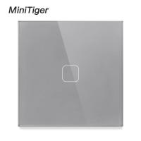 MiniTiger EU/UK Standard1 Gang 1 Way Wall Touch Switch White Crystal Glass Switch Panel 220 250V Only Touch Function