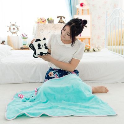 Cartoon Animal Design Coral Fleece Blanket Foldable For Kids Bed 80x110cm