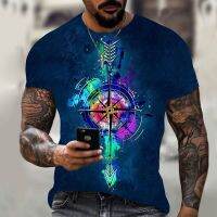 2023Summer Men T-shirt Selling Fashion Trend Compass 3d Printing T-shirt Cross Wind Short Sleeve Fashion Streetwear