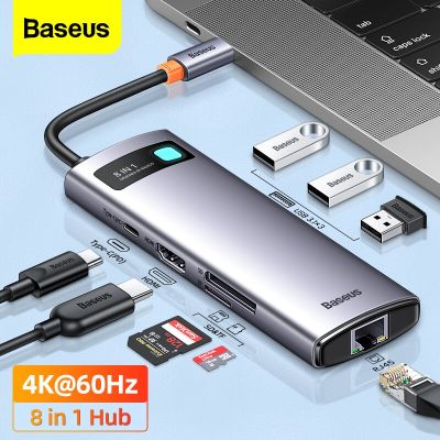 Baseus ฮับ USB 4K 60Hz 3.1ตัวแยก USB ประเภท C เป็น HDMI-เข้ากันได้ RJ45 PD 100W อะแดปเตอร์สำหรับ Macbook Air Pro M2 M1แท่นวางมือถือ