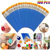 【cw】 100Pcs Flat Paint Brushes Set Durable Synthetic Bristles Plaster Coloring Painting Props ！