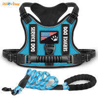 Alloving Shock Absorbing Dog Harness With Reflective Leash สบายสุนัขสายคล้องคอสุนัขสายจูงสุนัขเสื้อกั๊กทนทาน Breathable สำหรับสัตว์เลี้ยงขนาดกลางขนาดเล็ก