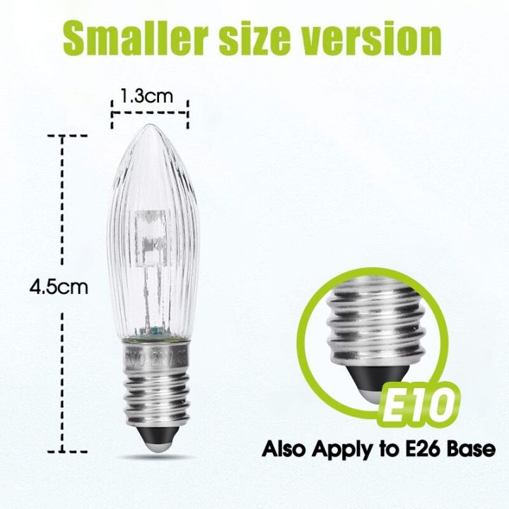 โคมไฟเปลี่ยนไฟหลอดไฟ-led-e10-10ชิ้นหลอดไฟเทียนอิเล็กทรอนิกส์สำหรับโซ่ไฟเครื่องประดับโคมไฟไฟตกแต่งบ้าน-ac-10v-55v